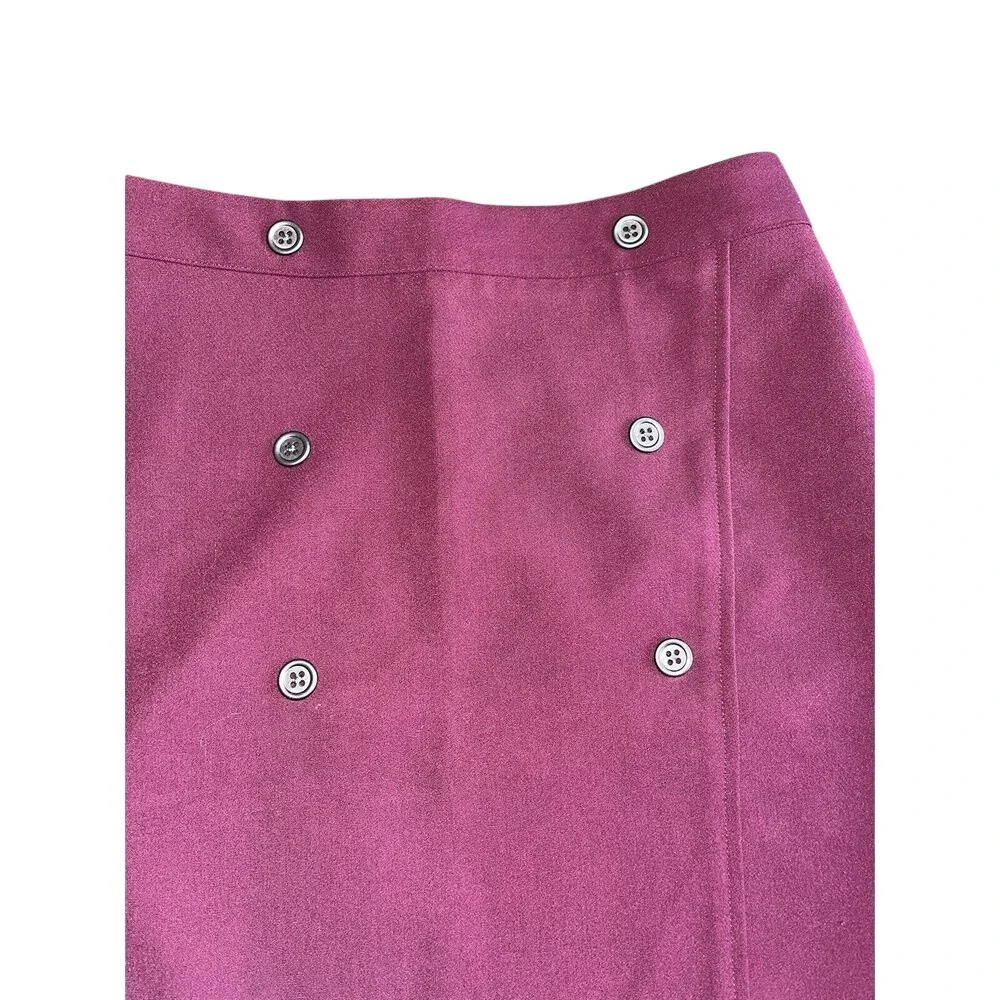 Banana Republic Skirt Womens Sz 12‎ Mini Wrap Red Buttons Pencil Preppy Work F30